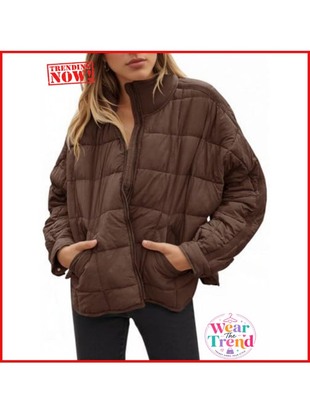 Oversized Lightweight Packable Puffer Down Coat Zip Long Sleeve Quilted Winter